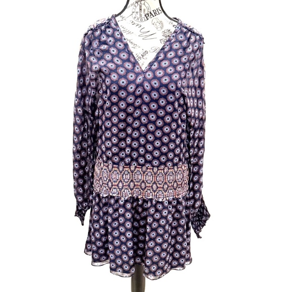 Ramy Brook New York Long Sleeve Sheer Lined Blouson Mini Dress; Size Small - Picture 5 of 9